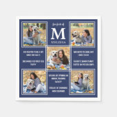 Coole Navy Blue Foto Collage Abschluss Fun Fakten Serviette (Vorderseite)