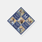 Coole Navy Blue Foto Collage Abschluss Fun Fakten Serviette (Ecke)