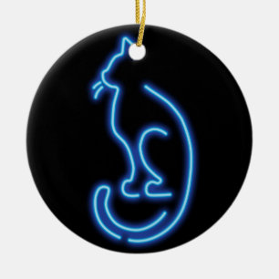 Coole Neon Cat Keramik Ornament