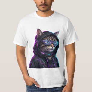 Coole Neon-Cyberpunk-Tabby-Katze Futuristischer Ga T-Shirt