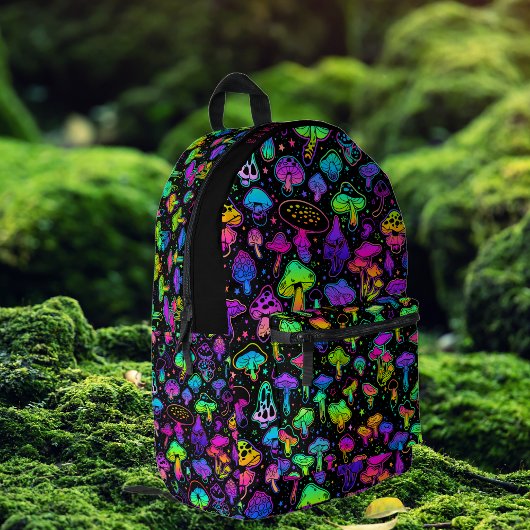 Coole Neon Mushrooms | Farbige Monogramm Bedruckter Rucksack
