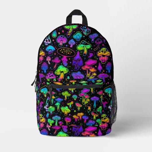 Coole Neon Mushrooms | Farbige Monogramm Bedruckter Rucksack (Vorderseite)