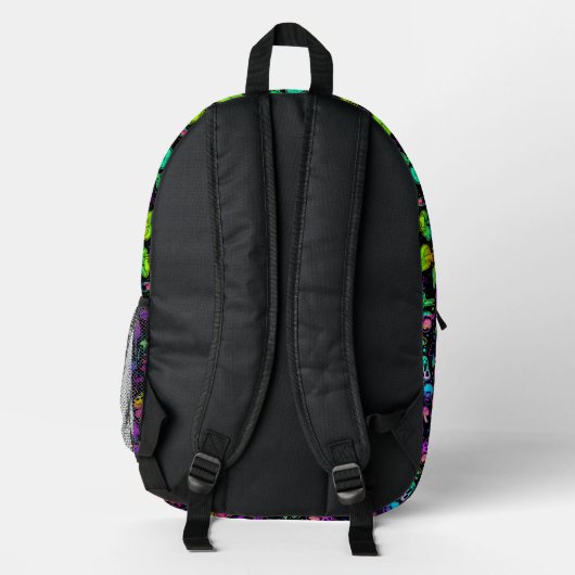 Coole Neon Mushrooms | Farbige Monogramm Bedruckter Rucksack (Rückseite)