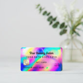 Coole Neon Unicorn Holographic Credit Card Visitenkarte (Stehend Vorderseite)