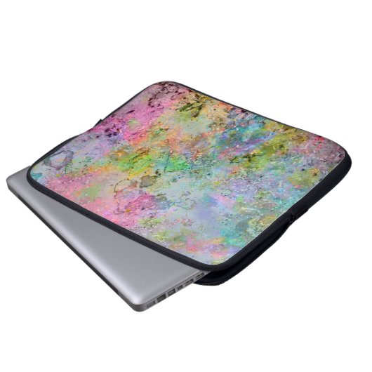 Coole Neonfarben abstraktes Marmorbild Laptopschutzhülle (Vorne Knopf)