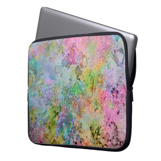 Coole Neonfarben abstraktes Marmorbild Laptopschutzhülle (Vorderseite Links)