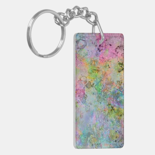 Coole Neonfarben abstraktes Marmorbild Schlüsselanhänger (Vorderseite links)