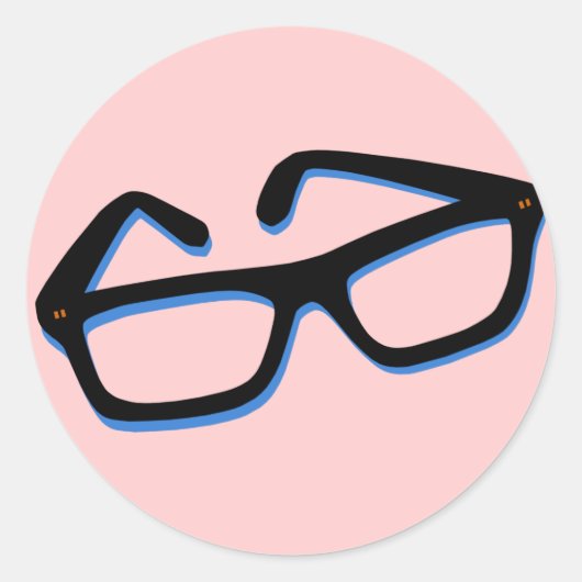 Coole Nerd-Brille Runder Aufkleber (Vorderseite)