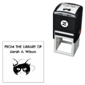 Coole Nerdy Art Cat Von der Bibliothek Personalisi Permastempel (Beispiel)