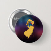 Coole New-Jersey Flaggen-Karte Button (Vorne & Hinten)