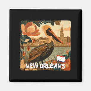 Coole New Orleans Farben Kostüm mit Braunem Pelika Magnet