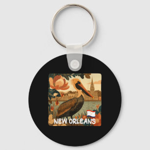 Coole New Orleans-Farben-Kostüm mit Braunem Pelika Schlüsselanhänger