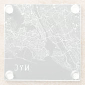 Coole New York City Map | NYC | Schwarz/Weiß Glasuntersetzer (Rückseite)