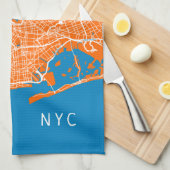 Coole New York City Map | NYC | Türkis und Orange Geschirrtuch (Viertel Falte)