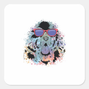 Coole Newfoundland-Hund-Sonnenbrille-Design Quadratischer Aufkleber