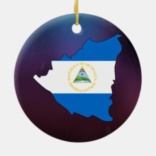 Coole Nicaragua-Flaggen-Karte Keramikornament