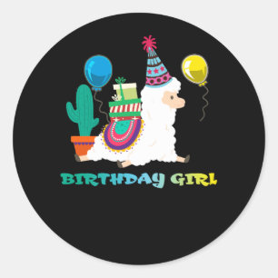 Coole Niedliche Alpaca Llama Cactus Girls Birthday Runder Aufkleber