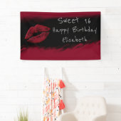 Coole niedliche Aquarellfarbe Schwarze/rote Lippen Banner (Insitu)