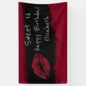 Coole niedliche Aquarellfarbe Schwarze/rote Lippen Banner (Vertikal)