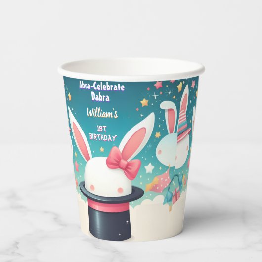 Coole Niedliche Bunny TV Party Magic Show 1. Gebur Pappbecher (Rückseite)