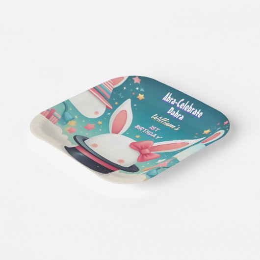 Coole Niedliche Bunny TV Party Magic Show 1. Gebur Pappteller (Gewinkelt)