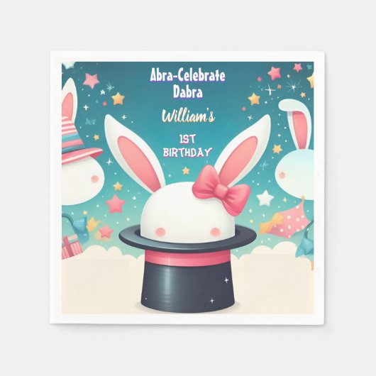Coole Niedliche Bunny TV Party Magic Show 1. Gebur Serviette (Vorderseite)