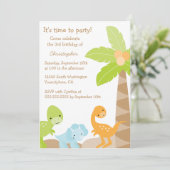Coole niedliche Dinosaurier-Geburtstagsfeier Einladung (Stehend Vorderseite)