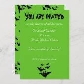 Coole niedliche Fledermäuse Halloween grün Einladung (Vorne/Hinten)