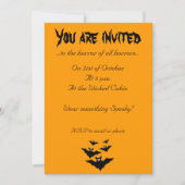 Coole niedliche Fledermäuse Halloween Orange Einla Einladung (Vorderseite)