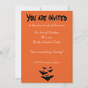 Coole niedliche Fledermäuse Halloween-Orange Einladung