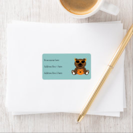 Coole niedliche Halloween-Bärensonnenbrille und Kü Adressaufkleber