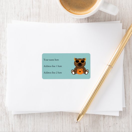 Coole niedliche Halloween-Bärensonnenbrille und Kü Adressaufkleber (Insitu)