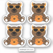 Coole niedliche Halloween-Bärensonnenbrille und Kü Aufkleber (Vorderseite)