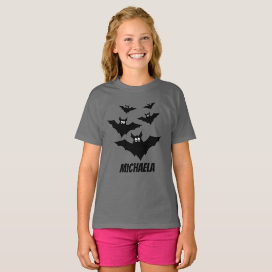 Coole niedliche Halloween-Fledermäuse Ihr Name Per T-Shirt (Vorne ganz)