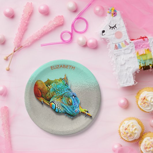 Coole Niedliche Regenbogenechse Reptile Pappteller (Party)