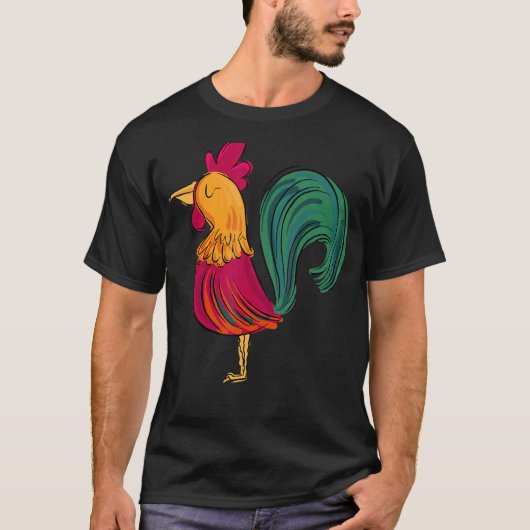 Coole Niedliche Rooster-Illustration Graphic De T-Shirt (Vorderseite)