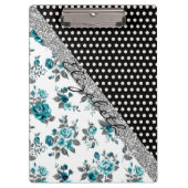 Coole niedliche trendige Vintage Rose Blumenpolka  Klemmbrett (Vorderseite)