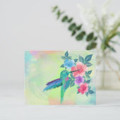 Coole niedliche trendige Wasserfarben mit Kolibri- Postkarte (Stehend Vorderseite)
