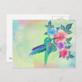 Coole niedliche trendige Wasserfarben mit Kolibri- Postkarte (Vorne/Hinten)