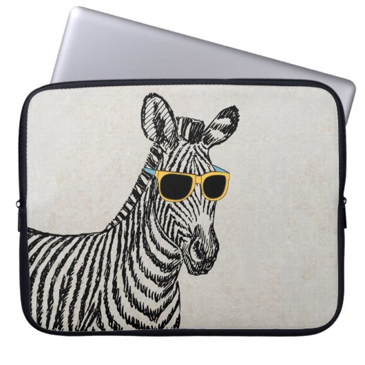 Coole niedliche Zebraskizze mit trendigen Gläsern Laptopschutzhülle (Vorderseite)