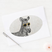 Coole niedliche Zebraskizze mit trendigen Gläsern Ovaler Aufkleber (Umschlag)