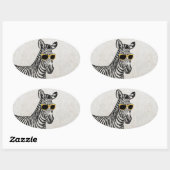 Coole niedliche Zebraskizze mit trendigen Gläsern Ovaler Aufkleber (Blatt)