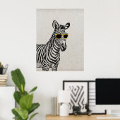 Coole niedliche Zebraskizze mit trendigen Gläsern Poster (Heimbüro)