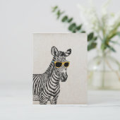 Coole niedliche Zebraskizze mit trendigen Gläsern Postkarte (Stehend Vorderseite)