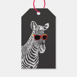 Coole niedliche Zebraweiße Skizze mit Brille Geschenkanhänger