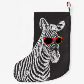 Coole niedliche Zebraweiße Skizze mit Brille Kleiner Weihnachtsstrumpf (Rückseite)
