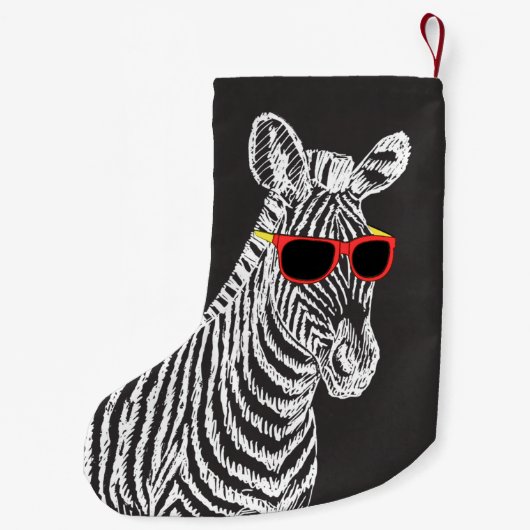 Coole niedliche Zebraweiße Skizze mit Brille Kleiner Weihnachtsstrumpf (Rückseite)