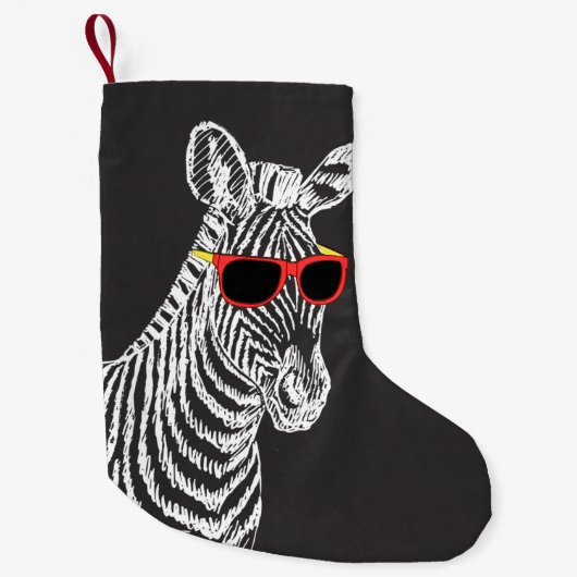 Coole niedliche Zebraweiße Skizze mit Brille Kleiner Weihnachtsstrumpf (Vorderseite)