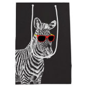 Coole niedliche Zebraweiße Skizze mit Brille Mittlere Geschenktüte (Rückseite)