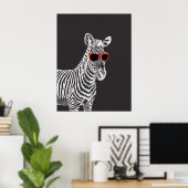 Coole niedliche Zebraweiße Skizze mit Brille Poster (Heimbüro)